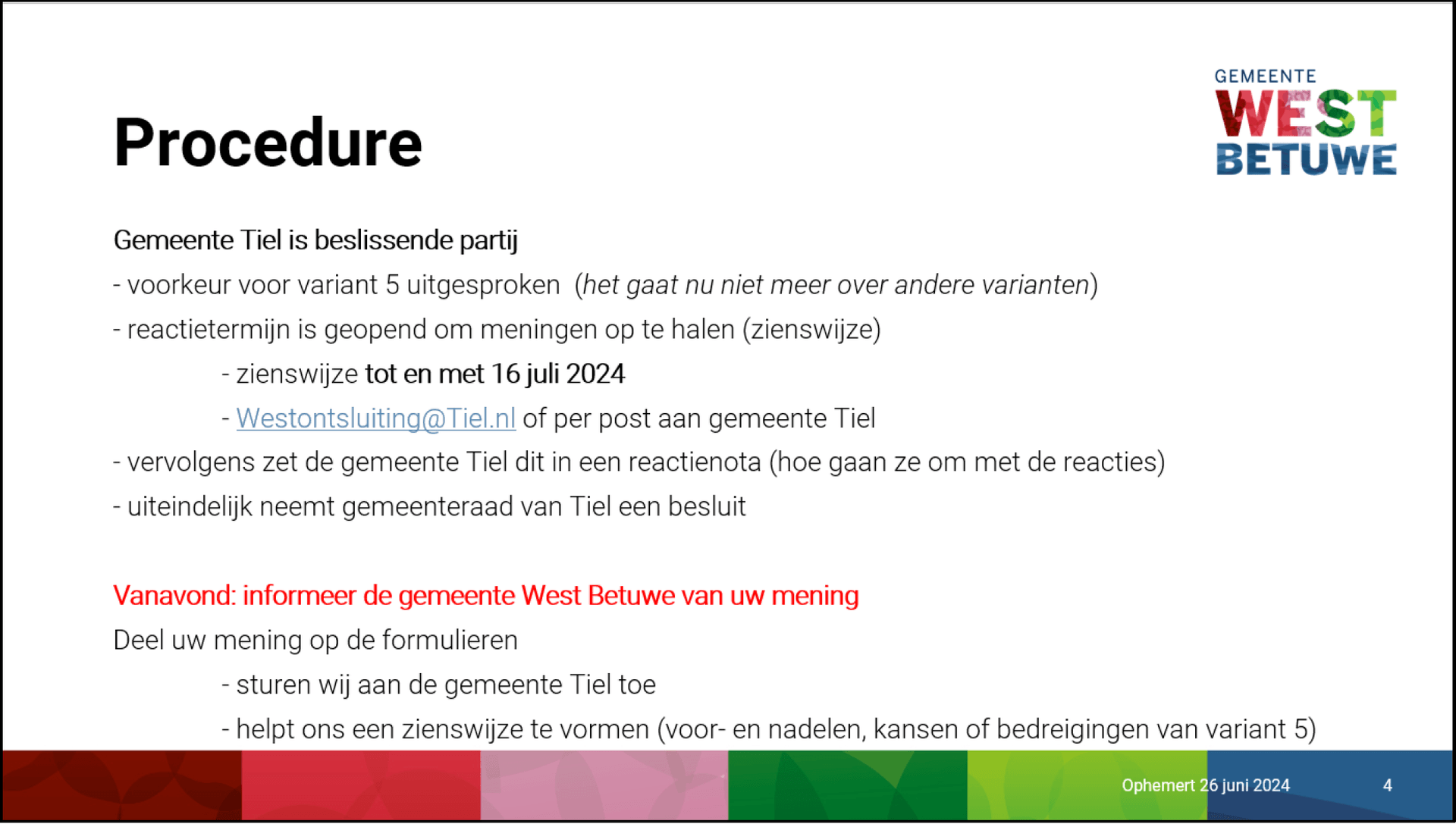 Sheet met informatie over de procedure. De procedure staat hieronder uitgeschreven.